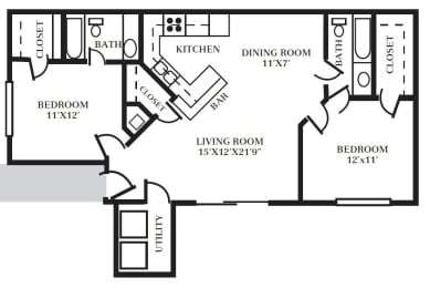 2 beds, 2 baths, 972 sqft, $1,080