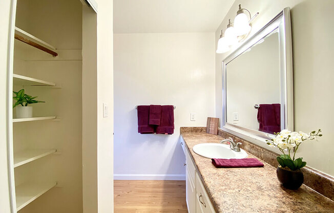 Bathroom With Storage at The Glens, San Jose, CA, 95125