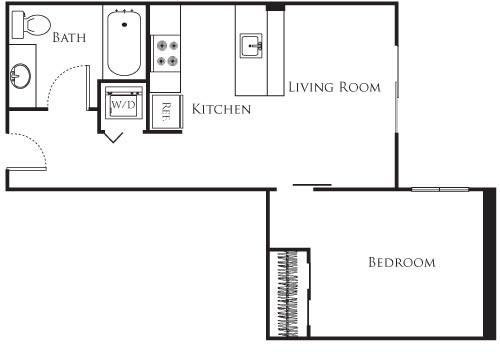 1 bed, 1 bath, 443 sqft, $1,598, Unit 540