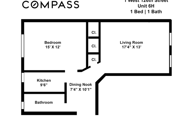 1 bed, 1 bath, 700 sqft, $2,500, Unit 6H