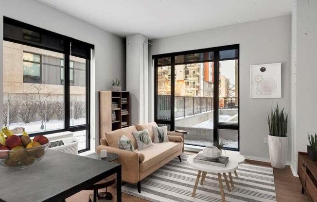 corner apartment with floor to ceiling windows