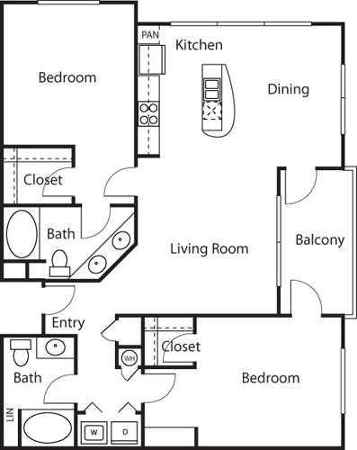 2 beds, 2 baths, 1,225 sqft, $3,610