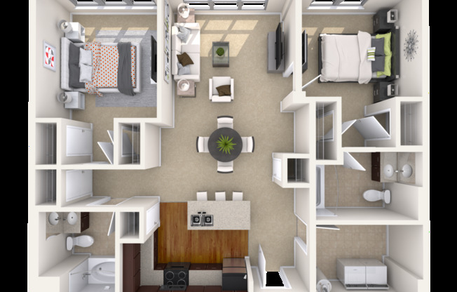 2 beds, 2 baths, 1,070 sqft, $1,967