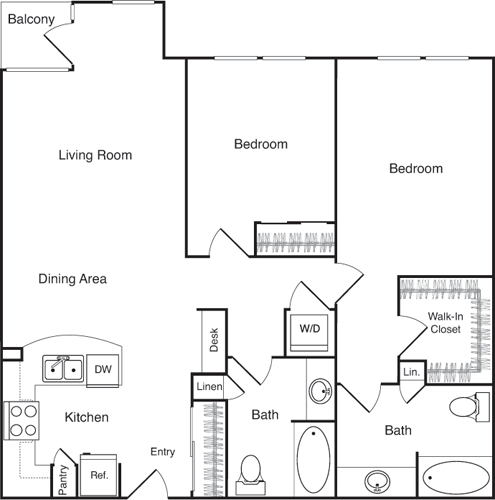2 beds, 2 baths, 1,175 sqft, $3,679, Unit 405