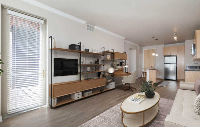 Living Area and Kitchen with Hard Surface Flooring