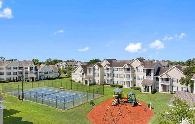 Aerial View of Tennis Court
