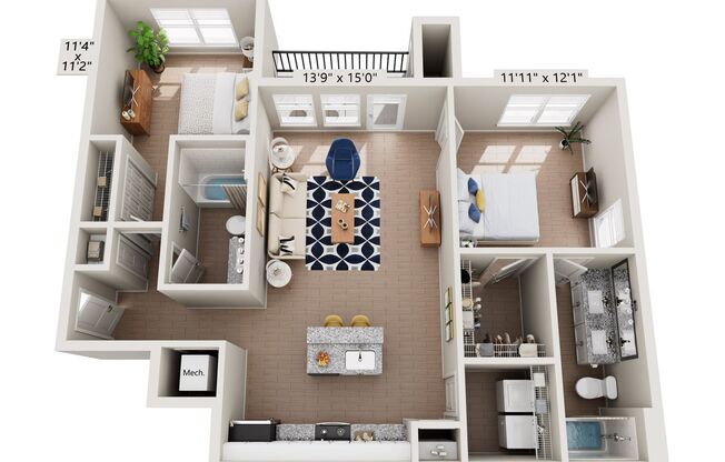 2 beds, 2 baths, 1,003 sqft, $1,662, Unit 5409-207