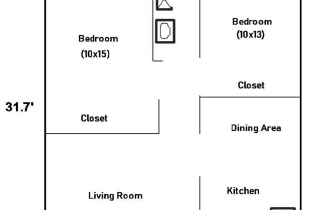 2 beds, 1 bath, 856 sqft, $1,308