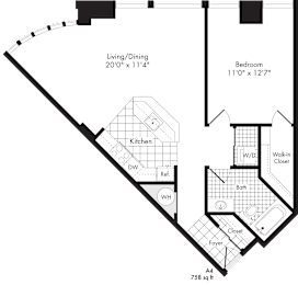 1 bed, 1 bath, 758 sqft, $2,007