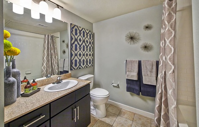 a bathroom with a sink and a toilet at Mockingbird Flats, Dallas, 75206
