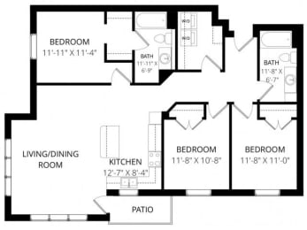 3 beds, 2 baths, 1,285 sqft, $2,080