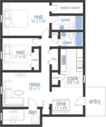2 beds, 2 baths, 1,149 sqft, $1,675