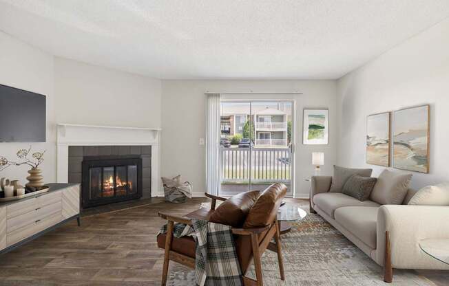 Spacious Living Area With Wood-Style Flooring