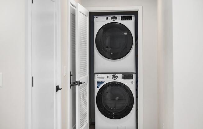 a small laundry room with a washer and dryer