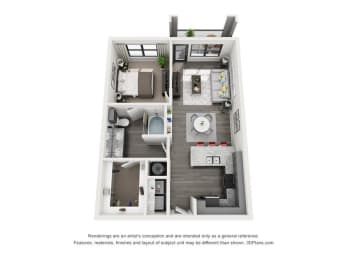 1 bed, 1 bath, 735 sqft, $1,636