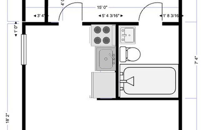 1 bed, 1 bath, 392 sqft, $845