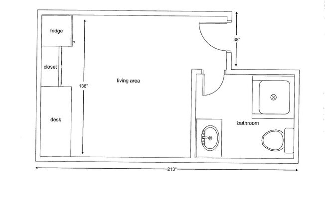 Studio, 1 bath, 210 sqft, $949, Unit 202