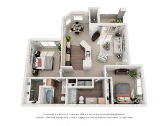 2 beds, 2 baths, 1,046 sqft, $1,449