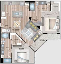 2 beds, 2 baths, 1,208 sqft, $2,507