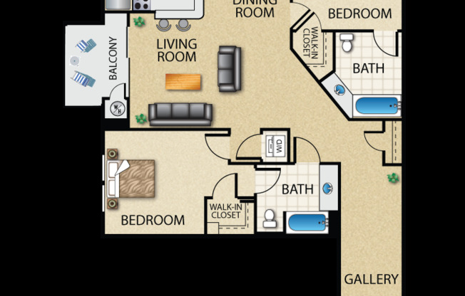 2 beds, 2 baths, 1,443 sqft, $3,469