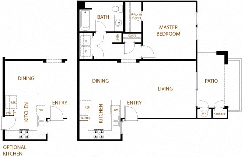 Napa - 1 Bedroom 1 Bath Floor Plan Layout - 781 Square Feet