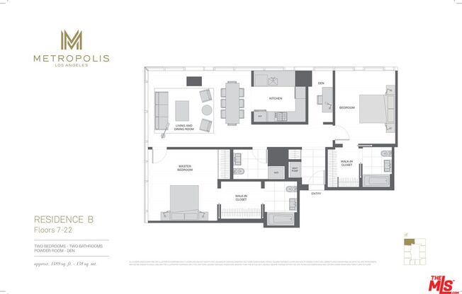 2 beds, 2.5 baths, 1,489 sqft, $5,100, Unit 1506