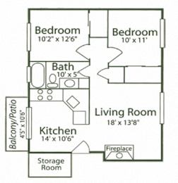 2 beds, 1 bath, 845 sqft, $1,516