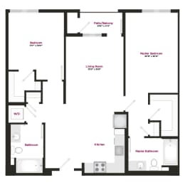 2 beds, 2 baths, 1,169 sqft, $3,464