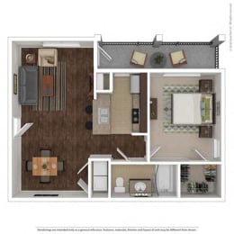 1 bed, 1 bath, 726 sqft, $1,277