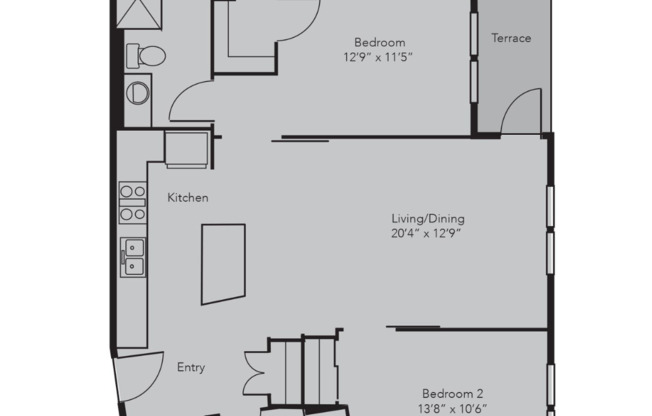 2 beds, 2 baths, 1,050 sqft, $2,055, Unit 3250-103