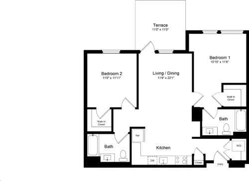 2 beds, 2 baths, 982 sqft, $4,328, Unit 226