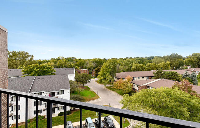 Balcony with a view at rivers edge apartments
