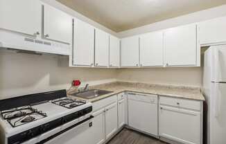 the preserve at ballantyne commons apartment kitchen with stove and sink