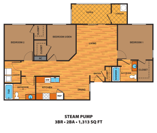 3 beds, 2 baths, 1,313 sqft, $2,042