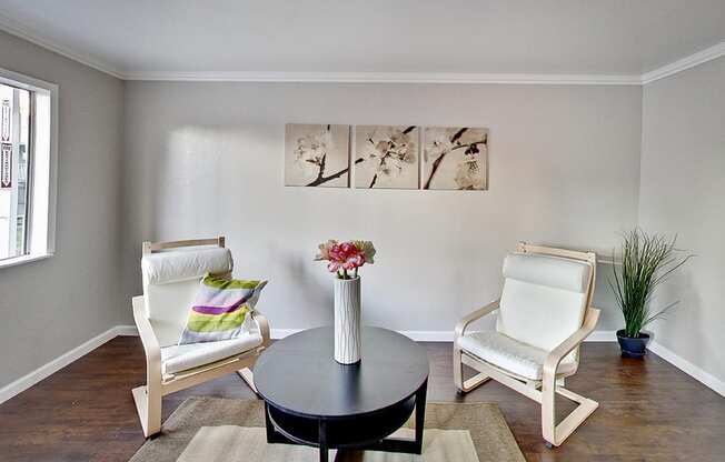 living area with plank flooring at THE POST Apartments, PLEASANT HILL , California