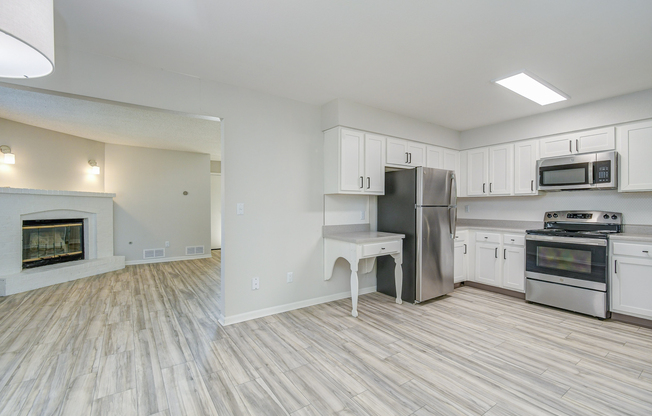 Townhome platinum interior with white oak cabinets at The Arbor in Blue Springs, Missouri 