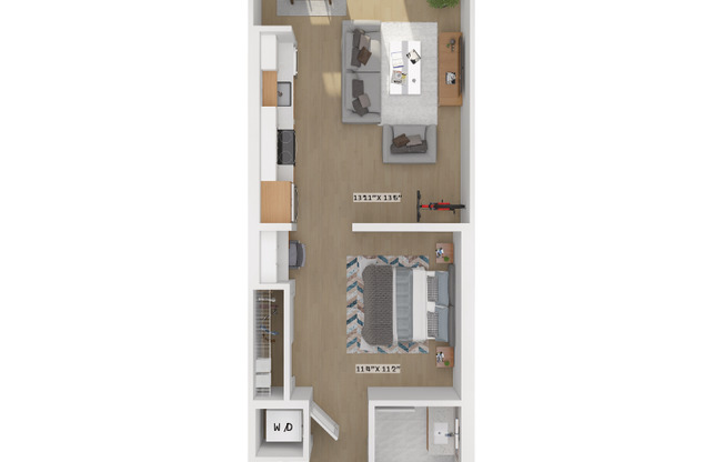 Studio, 1 bath, 654 sqft, $1,445