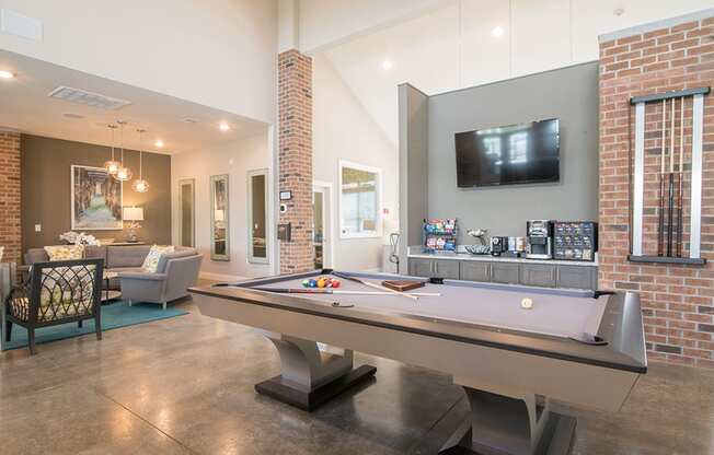 the preserve at ballantyne commons game room with pool table and tv