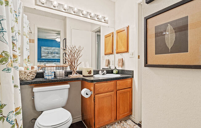 apartment bathroom with a mirror