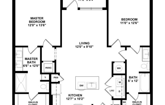 2 beds, 2 baths, 1,094 sqft, $2,644