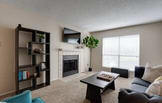 Living Area With Book Shelf at Bardin Oaks, Arlington