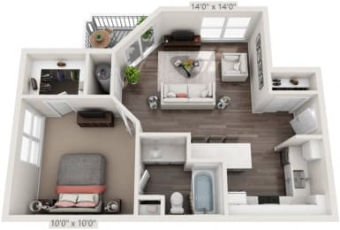 1 bed, 1 bath, 563 sqft, $1,280