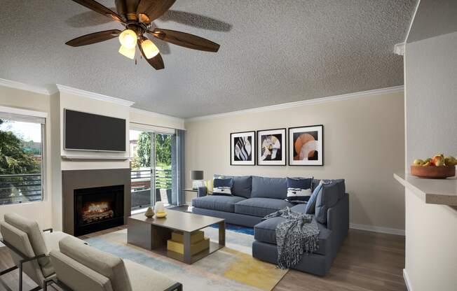 Living room with a couch and a window