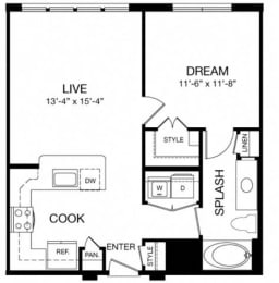 1 bed, 1 bath, 702 sqft, $1,669