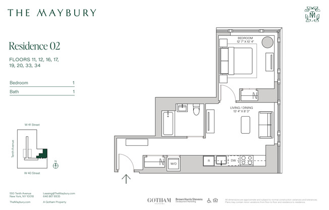 1 bed, 1 bath, $4,495, Unit 1702