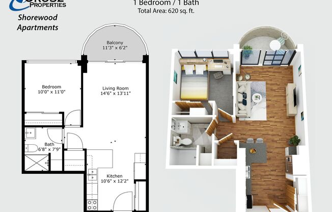 1 bed, 1 bath, 620 sqft, $1,495, Unit 205