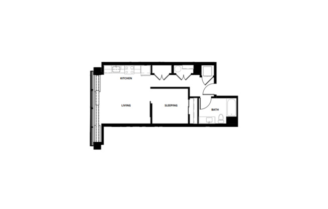 1 bed, 1 bath, 584 sqft, $2,050, Unit 101