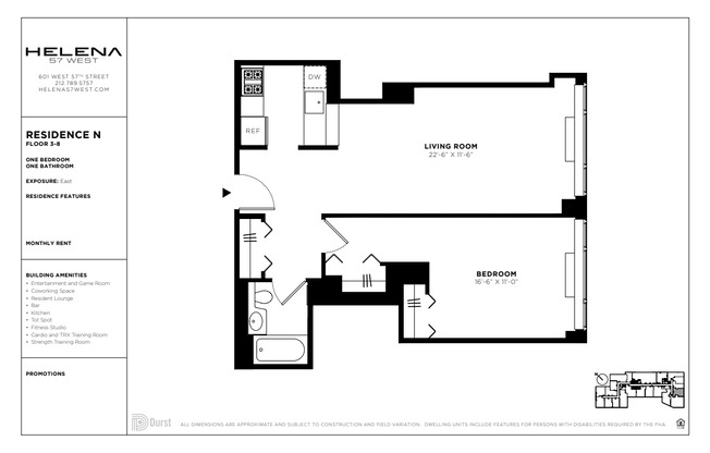 1 bed, 1 bath, $4,759, Unit 6N