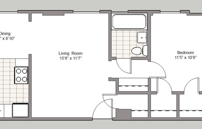 1 bed, 1 bath, 500 sqft, $1,350, Unit 101