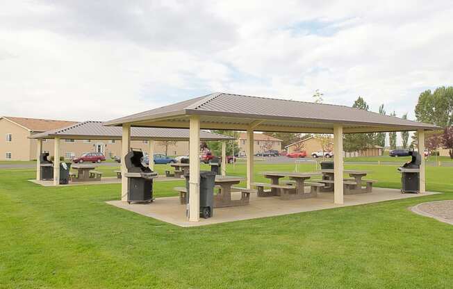 Outdoor Grilling Pavilions with Overhead Covering
